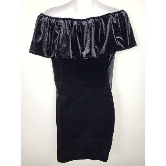 NEW - B.Young black velvet off the shoulder dress. Size medium - Picture 4 of 6